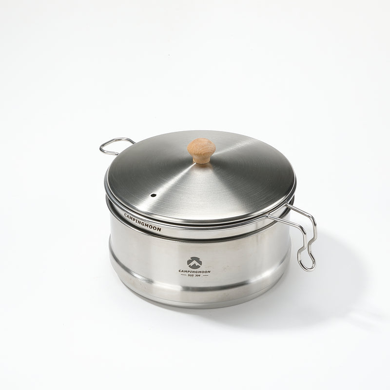 Cargue la imagen en el visor de la galería, S371 304 Stainless Steel Camping Pot With Steamer Basket
