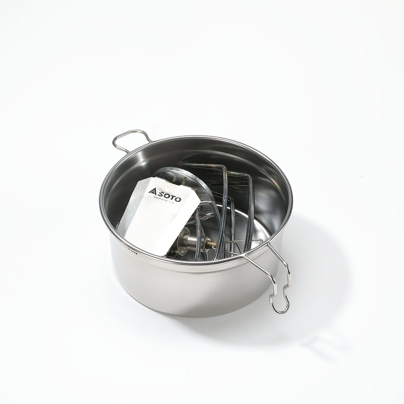 Cargue la imagen en el visor de la galería, S371 304 Stainless Steel Camping Pot With Steamer Basket
