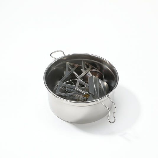S371 304 Stainless Steel Camping Pot With Steamer Basket