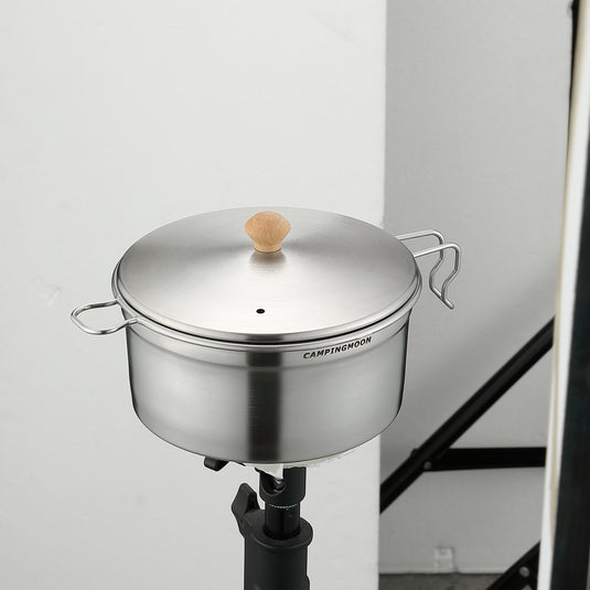 S371 304 Stainless Steel Camping Pot With Steamer Basket