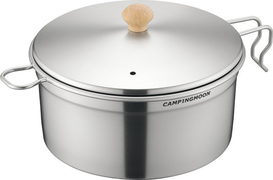 S371 304 Stainless Steel Camping Pot With Steamer Basket