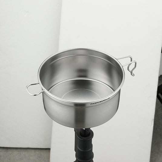 S371 304 Stainless Steel Camping Pot With Steamer Basket