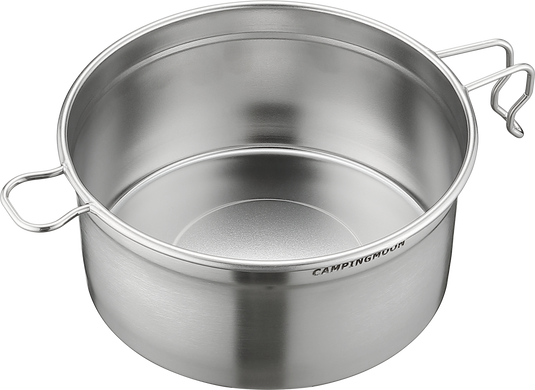 S371 304 Stainless Steel Camping Pot With Steamer Basket
