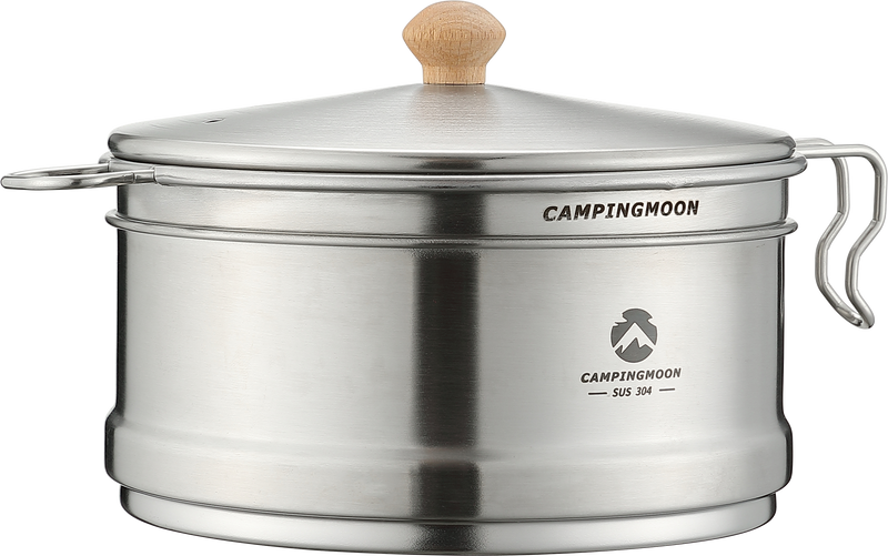 Cargue la imagen en el visor de la galería, S371 304 Stainless Steel Camping Pot With Steamer Basket
