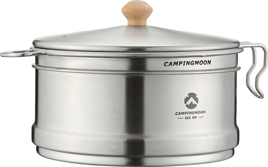 S371 304 Stainless Steel Camping Pot With Steamer Basket