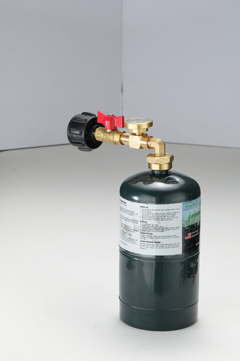 Load image into Gallery viewer, PZ-104 QCC1 Propane Refill Elbow Adapter, with Gauge &amp; Valve, 1LB to 40LB tank
