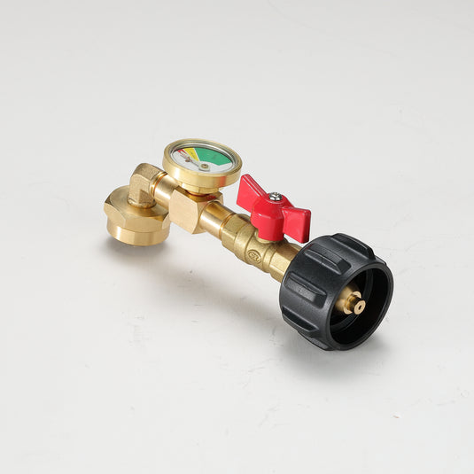 PZ-104 QCC1 Propane Refill Elbow Adapter, with Gauge & Valve, 1LB to 40LB tank