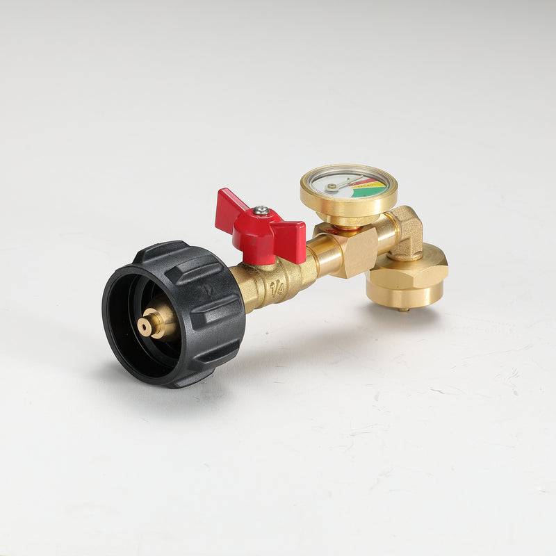 Load image into Gallery viewer, PZ-104 QCC1 Propane Refill Elbow Adapter, with Gauge &amp; Valve, 1LB to 40LB tank
