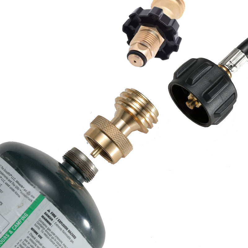Load image into Gallery viewer, PZ-102 20lb to 1lb Propane Tank Converter, Solid Brass Steak Saver Adapter
