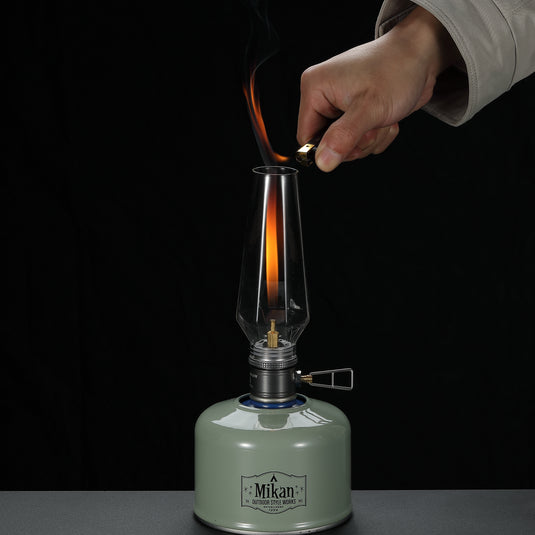 T-1 Camping Gas Lantern with Wooden Lantern Case