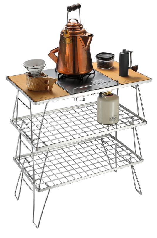 CK-3 Camping IGT Grill Table Foldable w/Storage Bag Stainless Steel Triple-Tier
