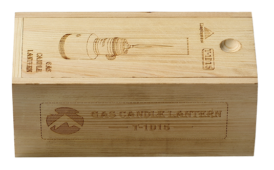 T-1D15 Camping Gas Lantern, Wooden Case Gas Candle with Empty Tank