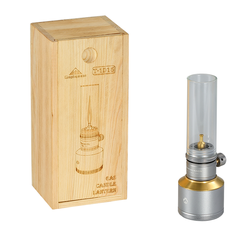 Load image into Gallery viewer, T-1D15 Camping Gas Lantern, Wooden Case Gas Candle with Empty Tank
