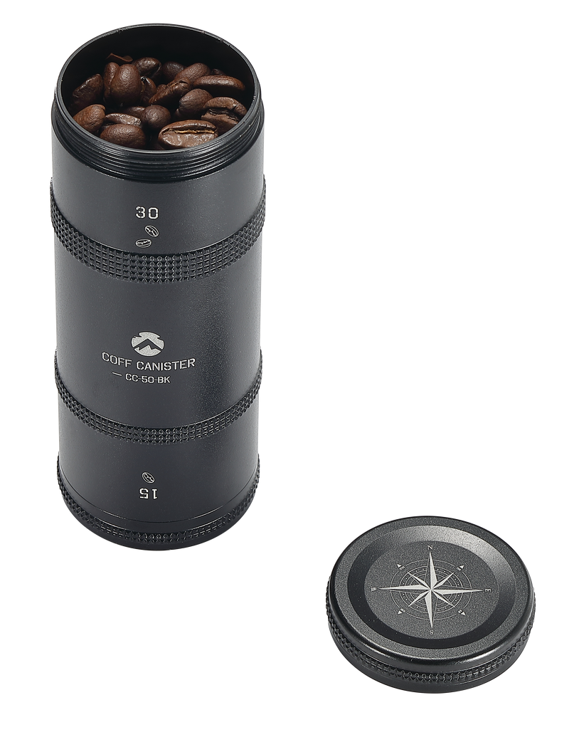 Load image into Gallery viewer, CC-51-BK Coffee Canister, 2-Stage CNC Cutting Duralumin, Black, Stainless Steel
