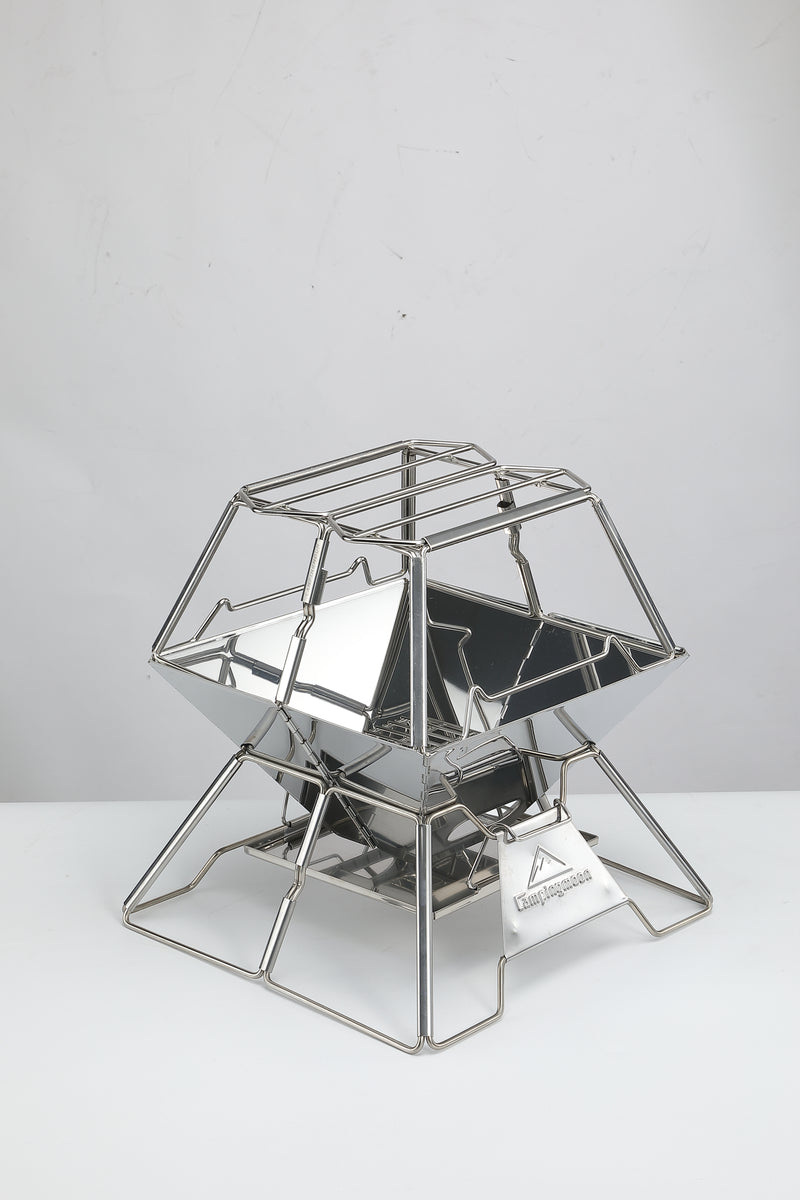 Load image into Gallery viewer, MT-2-ST Collapsible Stainless Steel Campfire Cooking Stand Trivet for Outdoor Camping
