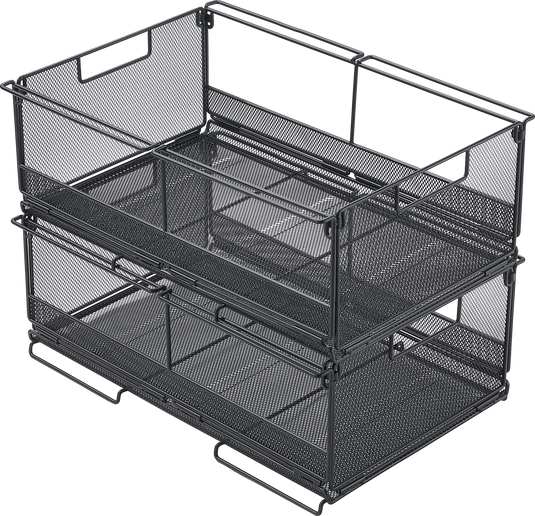 CK-51BK Folding Metal Storage Box | 2-Unit Diamond Mesh Collapsible Storage Crate