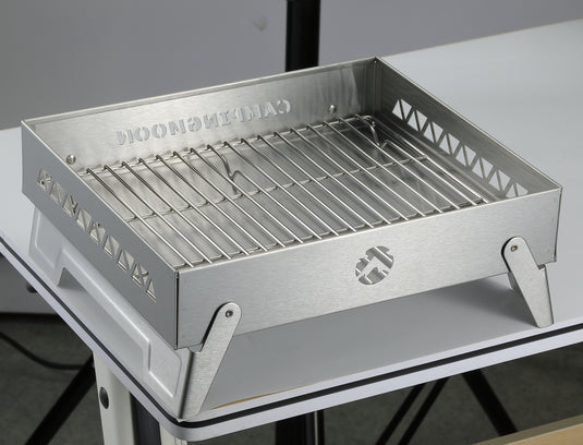MT-6-LT Portable Small Charcoal Grill Fire Pit, Stainless Steel, Outdoor Cooking