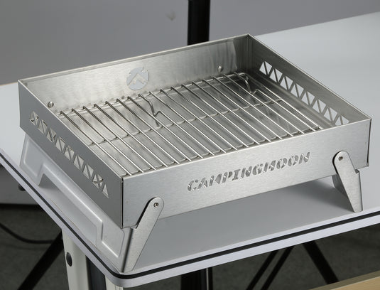 MT-6-LT Portable Small Charcoal Grill Fire Pit, Stainless Steel, Outdoor Cooking