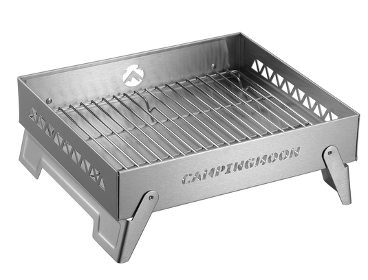 MT-6-LT Portable Small Charcoal Grill Fire Pit, Stainless Steel, Outdoor Cooking