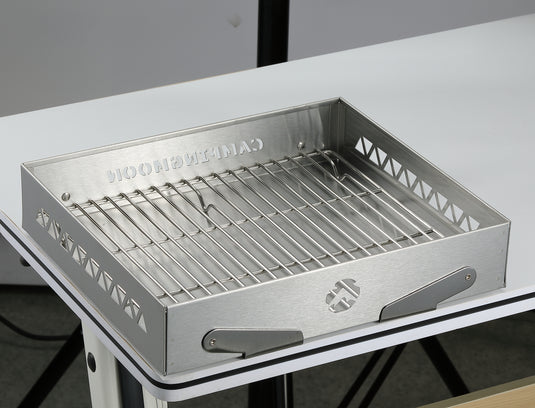 MT-6-LT Portable Small Charcoal Grill Fire Pit, Stainless Steel, Outdoor Cooking