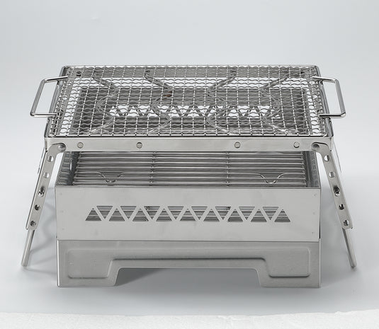 MT-6-LT Portable Small Charcoal Grill Fire Pit, Stainless Steel, Outdoor Cooking