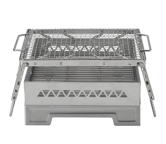 MT-6-LT Portable Small Charcoal Grill Fire Pit, Stainless Steel, Outdoor Cooking