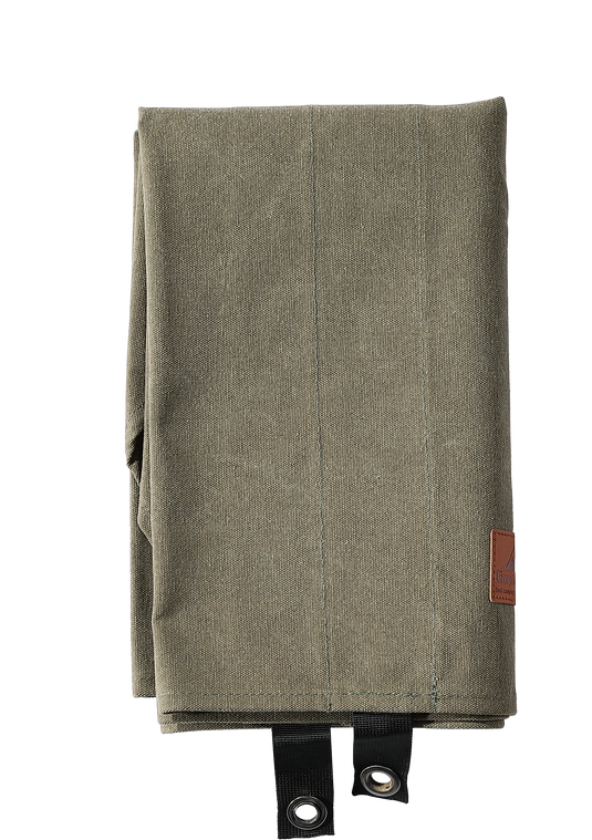 B-660 Windshield Camp Curtain Canvas Bonfire Reflector with Stainless Steel Pole Storage Case Khaki Color