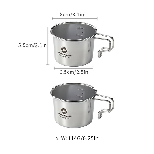 S-180-2P 2pcs 304 Stainless Steel Coffee Mug – 160ml Small Camping Cups, Durable & Lightweight Outdoor Mugs – Campingmoon