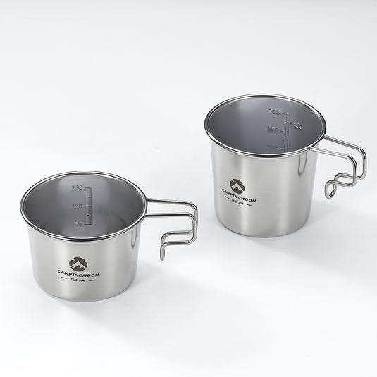 S-180-2P 2pcs 304 Stainless Steel Coffee Mug – 160ml Small Camping Cups, Durable & Lightweight Outdoor Mugs – Campingmoon