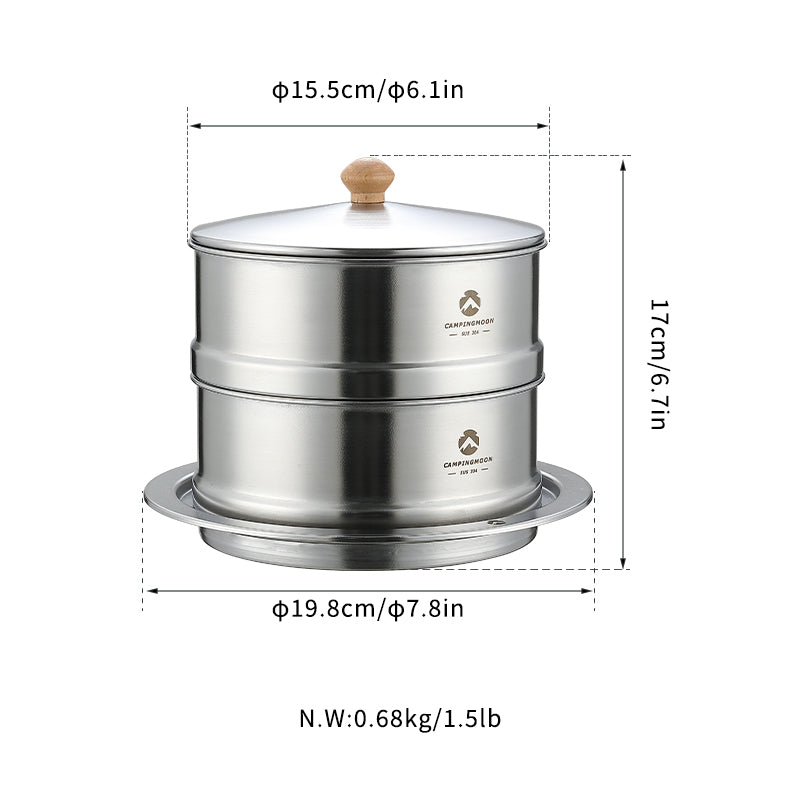 Laden Sie das Bild in Galerie -Viewer, S363 Stainless Steel Camping Steamer Set
