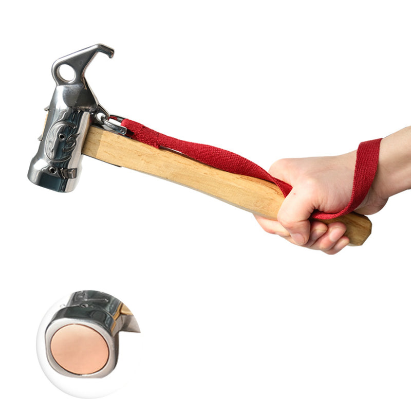 Load image into Gallery viewer, C5 Tent Hammer Peg Stake Remover: Stainless Steel Copper Head Wood Handle
