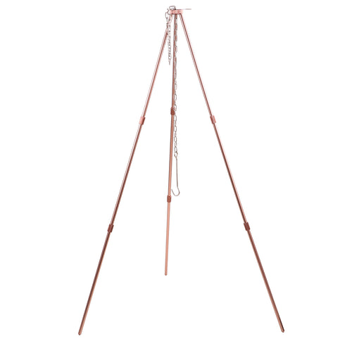 MS-080-BRZ CAMPINGMOON Camping Campfire Tripod with Carrying Bag Portable Lightweight Aluminum 31.5-inch Height Stainless Steel Chain Bronze