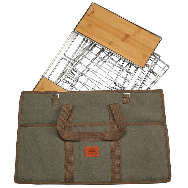 Load image into Gallery viewer, CK-3 Camping IGT Grill Table Foldable w/Storage Bag Stainless Steel Triple-Tier
