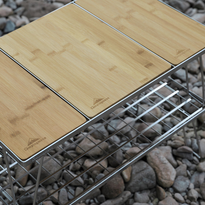 Load image into Gallery viewer, CK-1-CP Camping IGT Grill Table Foldable w/Bamboo Top Plate Stainless Steel
