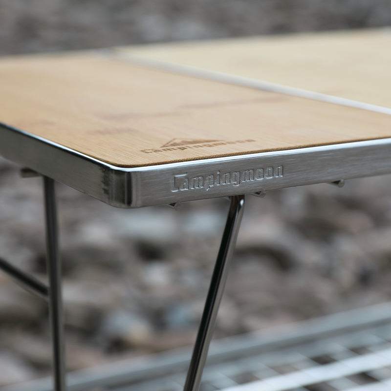 Load image into Gallery viewer, CK-2-CP Camping IGT Grill Table Foldable w/Bamboo Top Plate Stainless Steel Double-tier
