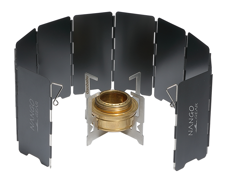 Load image into Gallery viewer, 11352(YD-8) SHORT-TYPE NANGOGEAR Aluminum Camp Stove Windscreen with Hard Case – Black, Lightweight &amp; Portable for Outdoor Cooking
