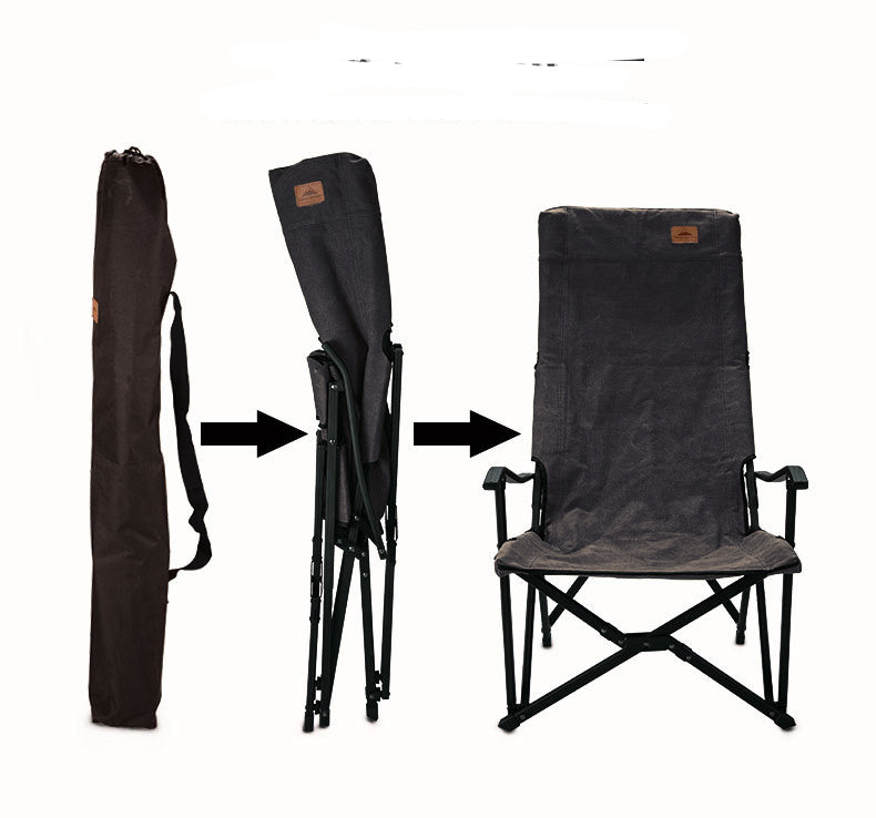 Load image into Gallery viewer, F-1002C-BK Foldable High-Back Low Camping Chair - Cotton Canvas in Black
