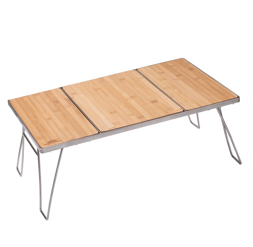 CK-1-CP Camping IGT Grill Table Foldable w/Bamboo Top Plate Stainless Steel