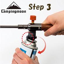 Align it with the notch on the butane gas cylinder and push it in until you hear a click.