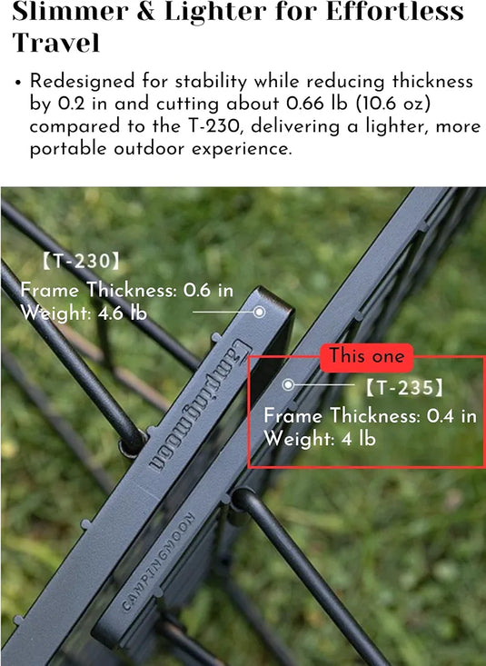 CAMPINGMOON Foldable Camping Mesh Rack Lightweight Portable Camp Storage Shelf Slim Black Steel Frame Outdoor Kitchen Gear Organizer T-235, 23.6 x 13.8 x 9.1 in, 4.0 lb, 66 lb Load Capacity