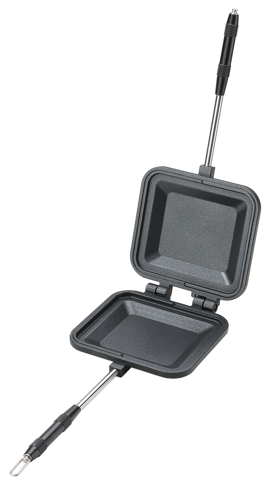 sandwichmaker camping BKTT-1315 Sandwich Maker – Compact Aluminum Hot Sandwich Cooker for Gas Stove & Open Fire | Black