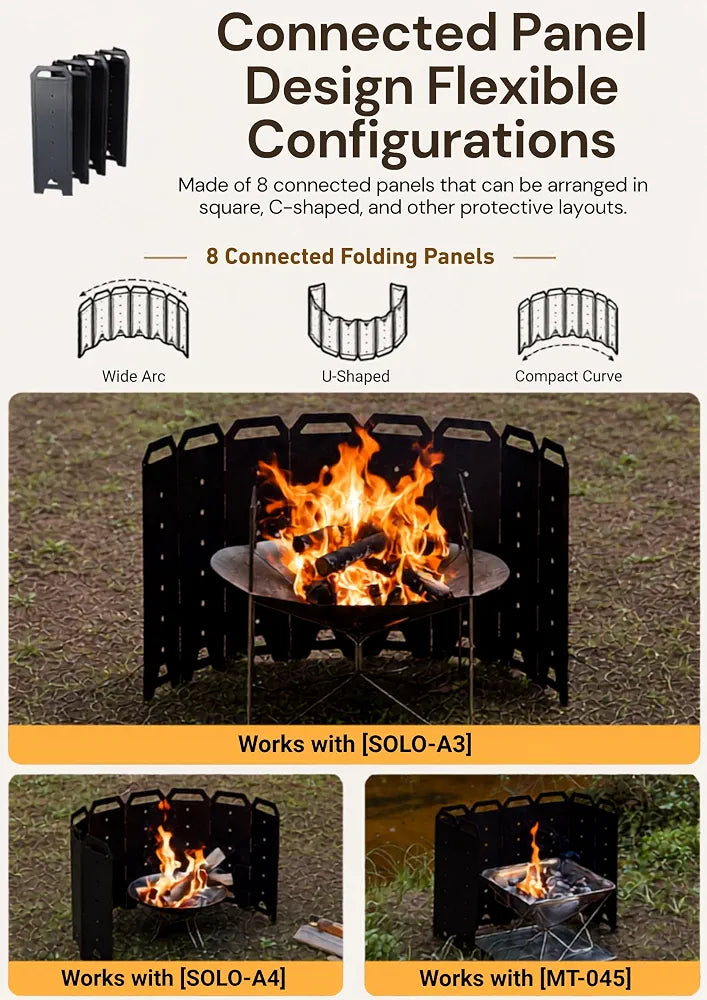 Cargue la imagen en el visor de la galería, CAMPINGMOON Bonfire Reflector Wind Screen Heat Shield Black YD-40
