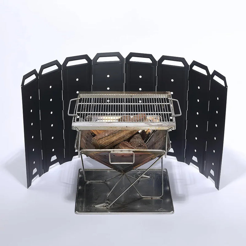 Cargue la imagen en el visor de la galería, CAMPINGMOON Bonfire Reflector Wind Screen Heat Shield Black YD-40
