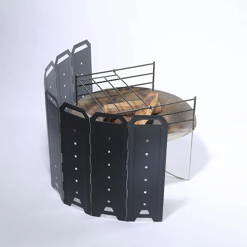 Cargue la imagen en el visor de la galería, CAMPINGMOON Bonfire Reflector Wind Screen Heat Shield Black YD-40
