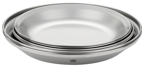 S397-2S Camping Plates 8pcs set Salad Side Dinner Plate Dishes Outdoor Tableware Stainless Steel with Canvas Case