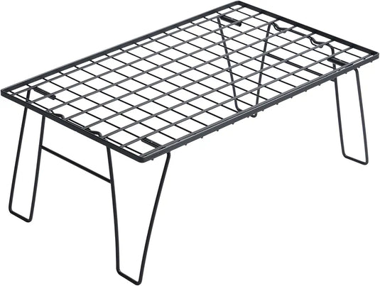 CAMPINGMOON Foldable Camping Mesh Rack Lightweight Portable Camp Storage Shelf Slim Black Steel Frame Outdoor Kitchen Gear Organizer T-235, 23.6 x 13.8 x 9.1 in, 4.0 lb, 66 lb Load Capacity